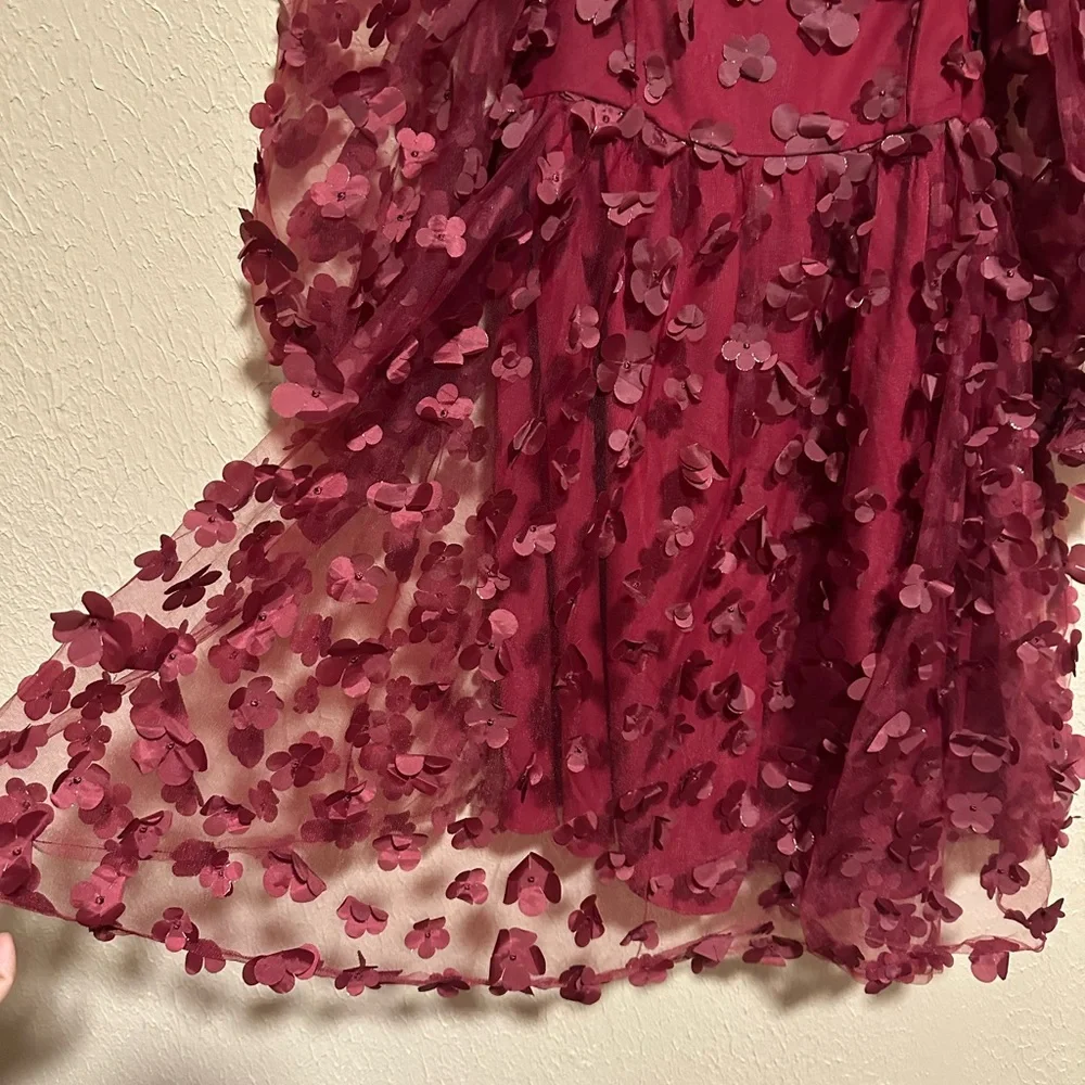 NWT Storia 3D‎ Flowers Baby Doll Mini Dress Size Small Lined
